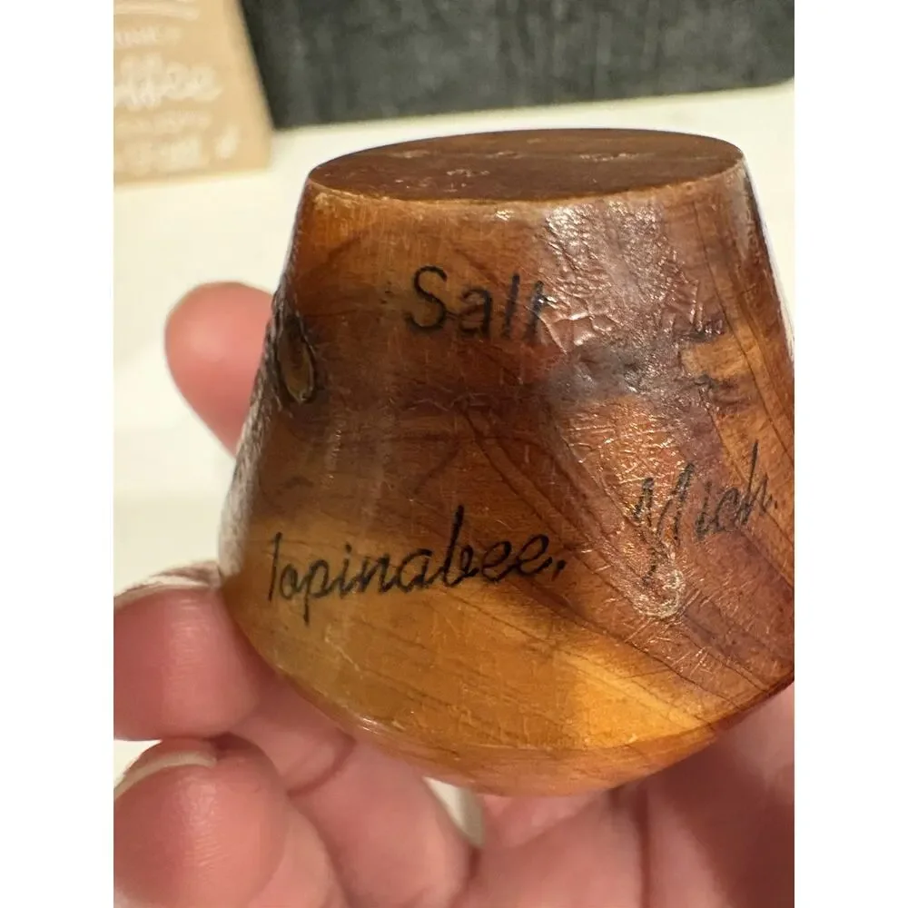 Vintage Topinabee Mich Wooden Salt & Pepper Shakers-Mid Century Modern